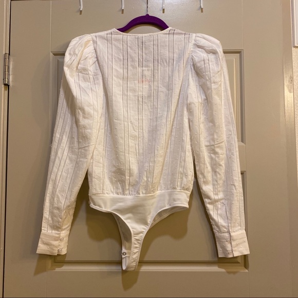 Danielle Bernstein Deep V Neck Cotton Bodysuit - Picture 5 of 6